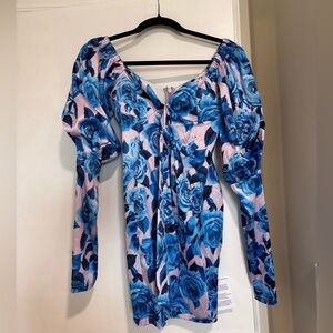 ASOS Blue Floral Dress with Pink Base